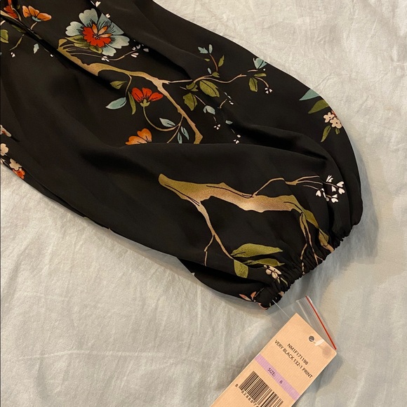 NWT Nanette Lepore Nigh Neck Black Floral Midi Dress Size 6 - Picture 7 of 8